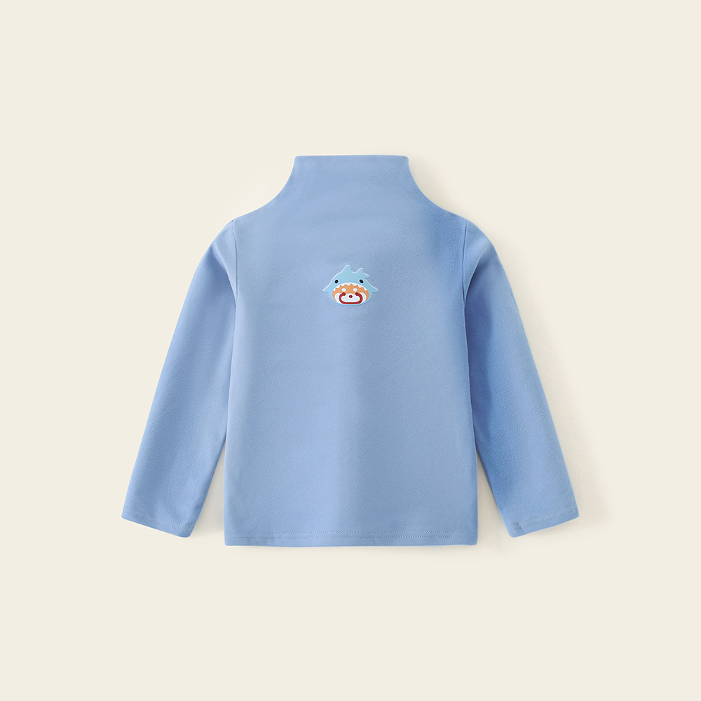 Picture of Children's Velvet Base Shirt Half-high Collar Top Boys' and Girls' Inner Warm Spring and Autumn Class A Children's Underwear Winter