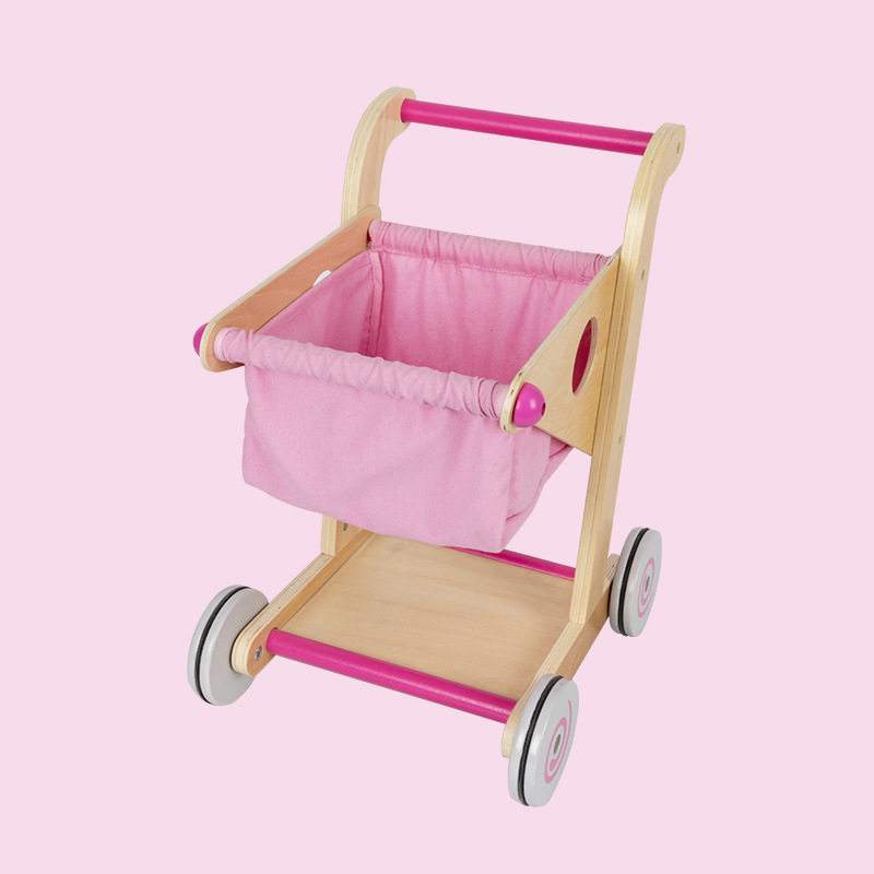 Picture of Wooden Children's Shopping Cart Toys Boys and Girls Simulation Supermarket Cart Play House Walker Toy Set