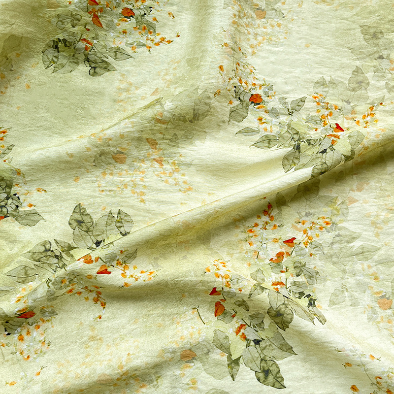 Picture of Heart-Shaped Leaf Jacquard Cotton Fabric New Chinese Style Digital Print Ethnic Style Cheongsam Dress Top Hanfu Fabric