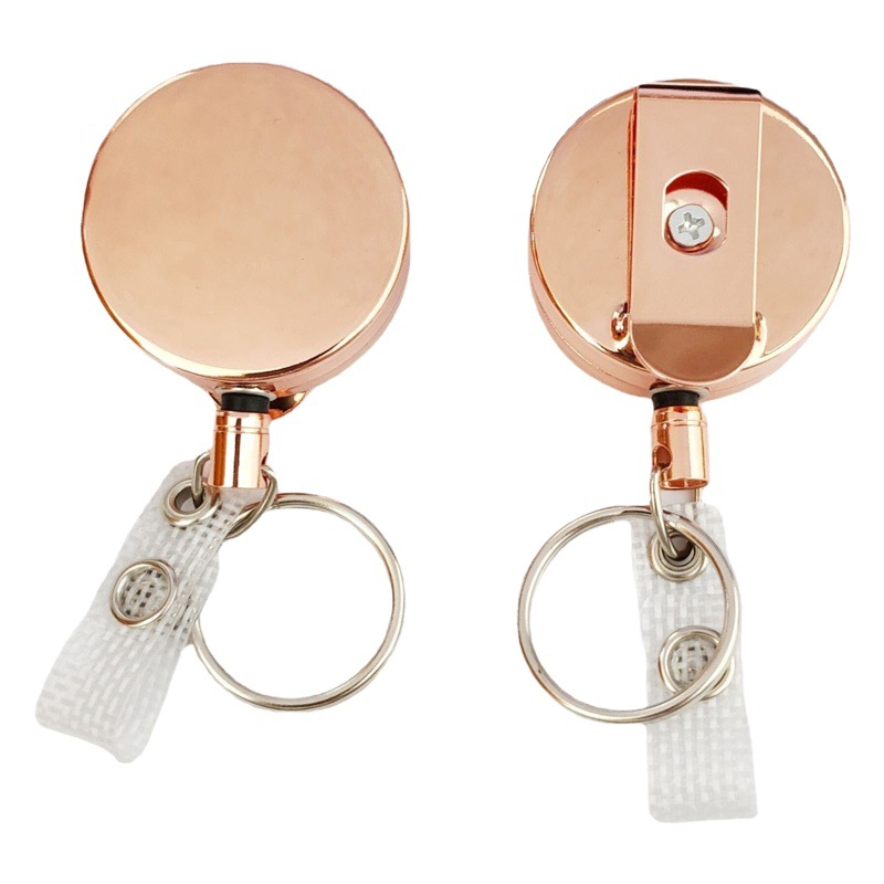 AMAZON cross-border hot new 4cm zinc alloy rose gold telescopic strong easy pull buckle telescopic key chain