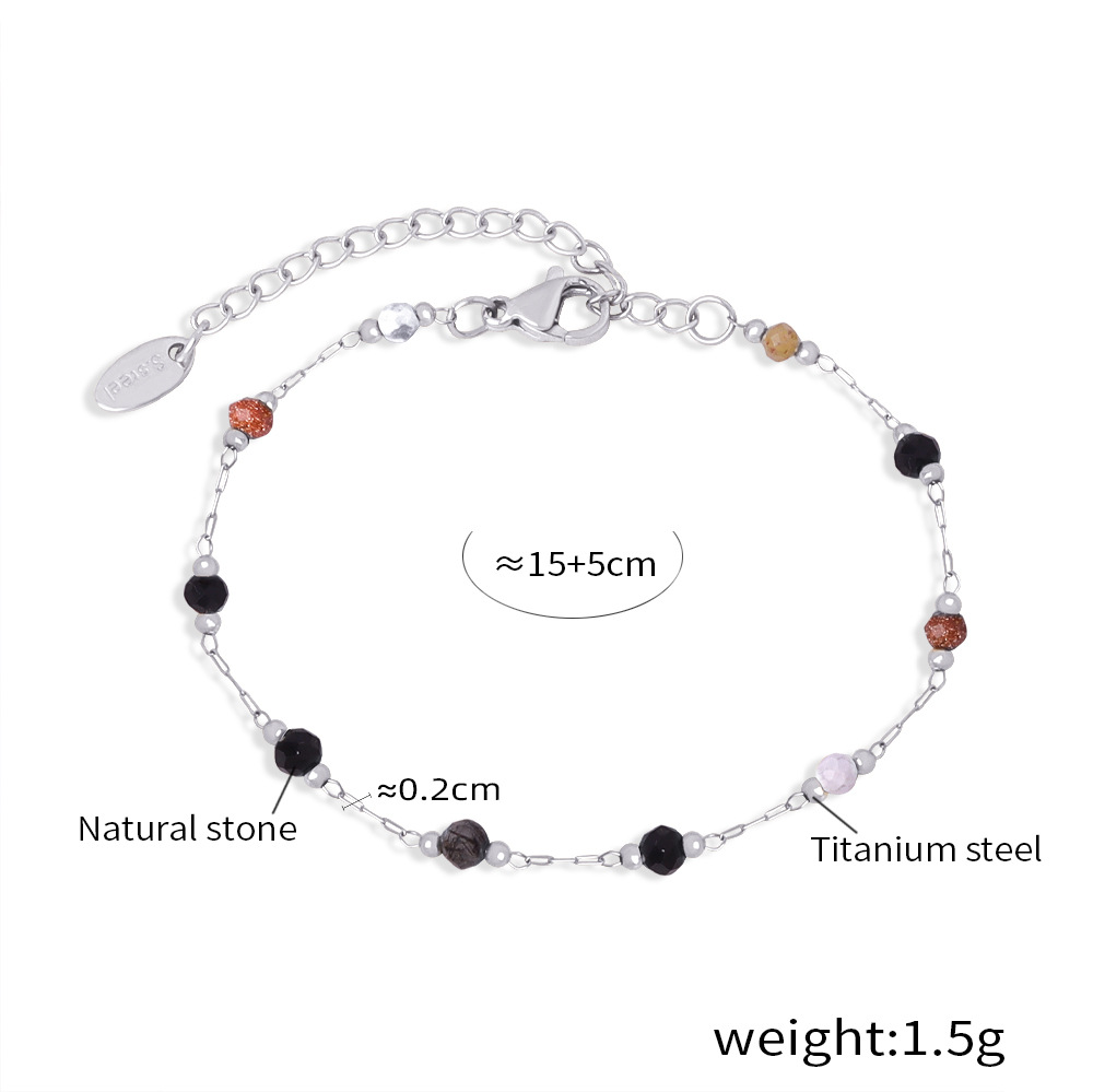 Picture of Minimalistic Fashion Niche Personality All-match Geometric Jewelry Mix and Match Natural Stone Beaded Design Titanium Steel Jewelry suit