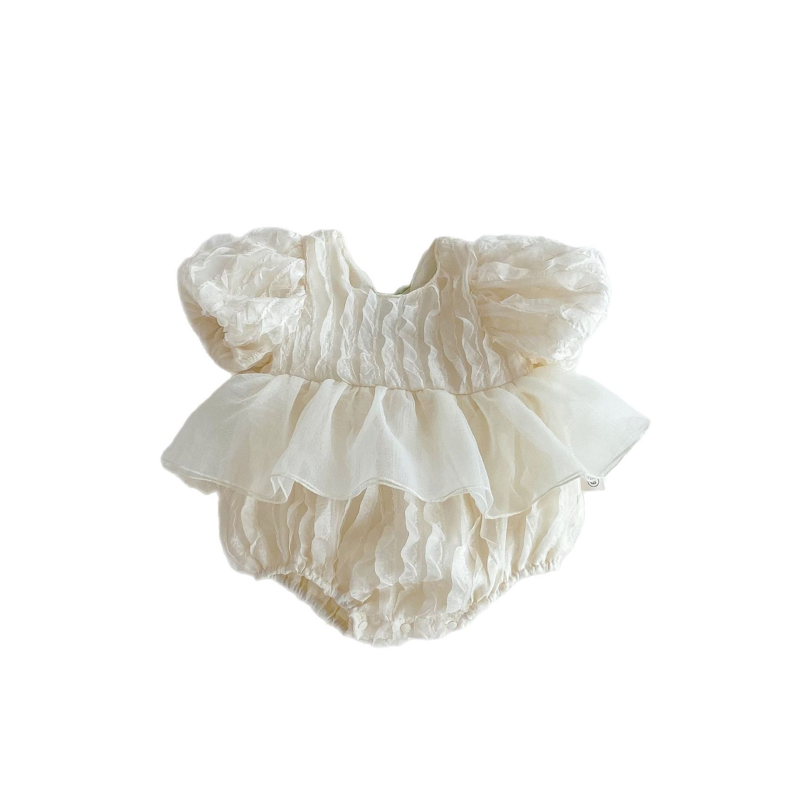 Picture of Ins Summer New Puff Sleeve Short-sleeved Body Clothes Baby Girl Sweet Cute Backless Lace Hare Dress