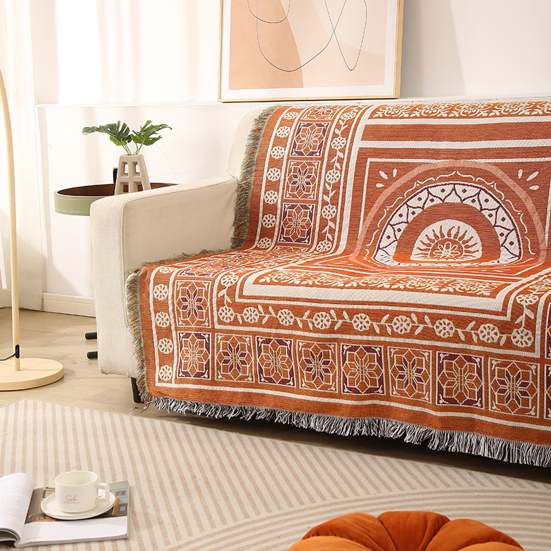 Light Luxury Retro Style Single Sofa Towel Sofa Blanket Cover Blanket Tablecloth Camping Blanket Homestay Hotel Decorative Blanket