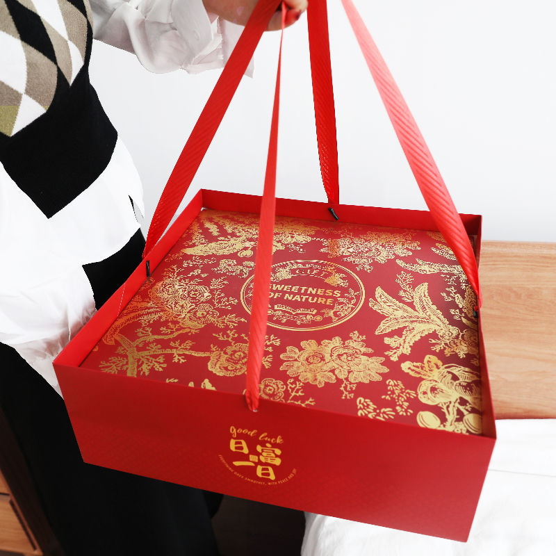 Fruit packaging box gift box Chinese style portable national tide retro red high-grade bronzing universal gift box wholesale