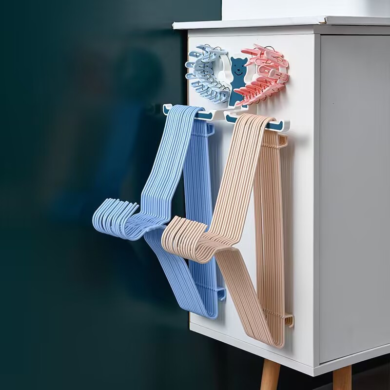 Picture of Punch-free clothes hanger storage balcony clothes hanger clip hook storage tissue towel storage washing machine rack