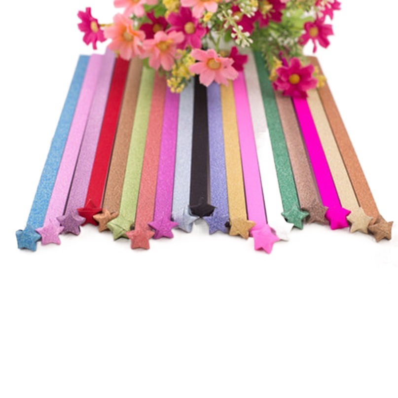 Glitter Star Origami Frosted Star Paper Strips Glitter Paper Origami Wholesale Finished Frosted Gradient Luminous Bouquet