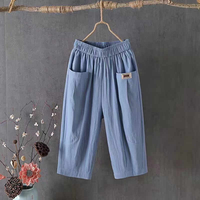 Picture of Cotton and Linen Capri Pants Women's Summer Loose plus size Linen Loose Waist Small Feet Harlan Pants All-match Casual Pants 8207