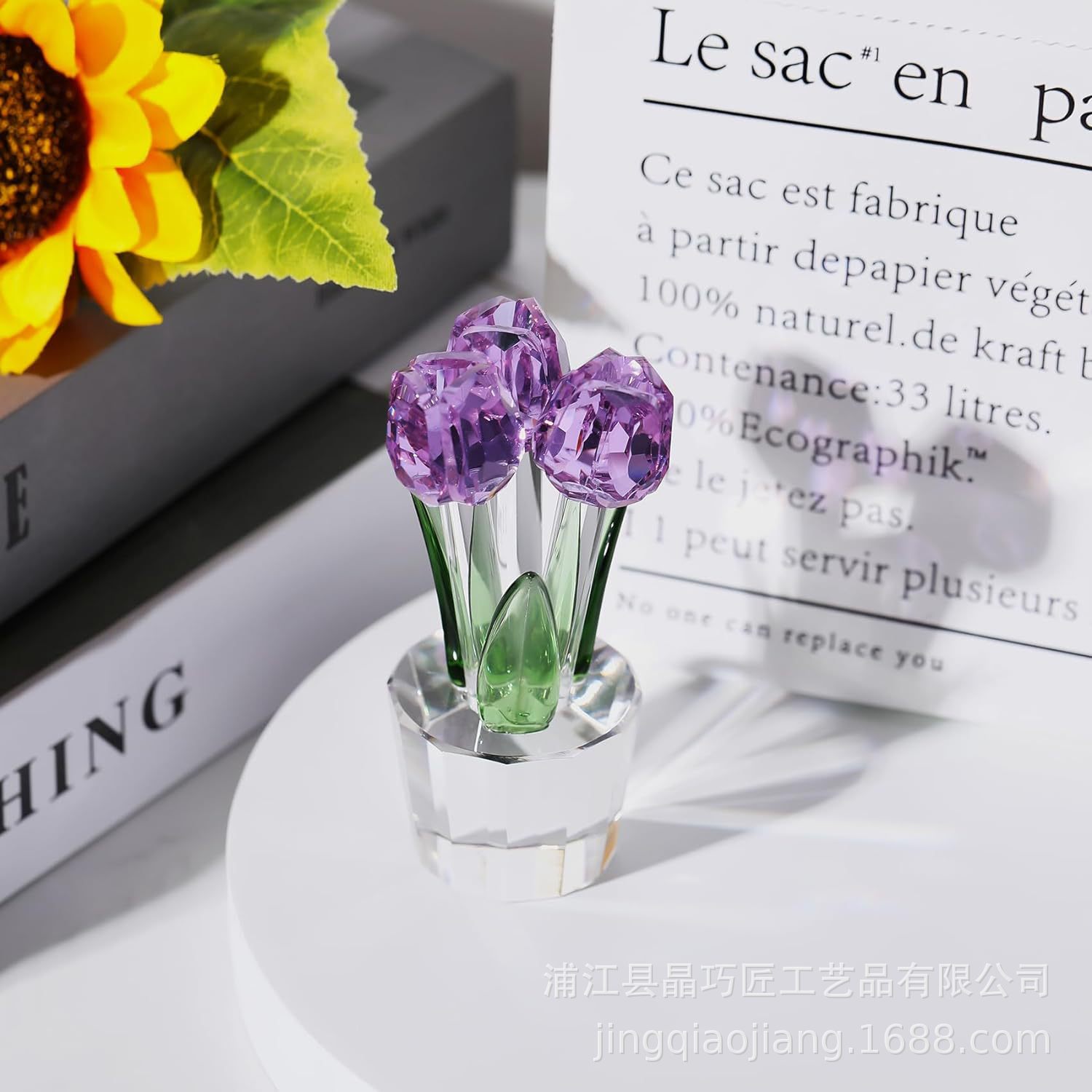 Picture of Cross-Border Best-Selling Tulip Crystal Crafts Ornaments Manufacturers Wholesale Home Living Room Desktop Flower Decoration