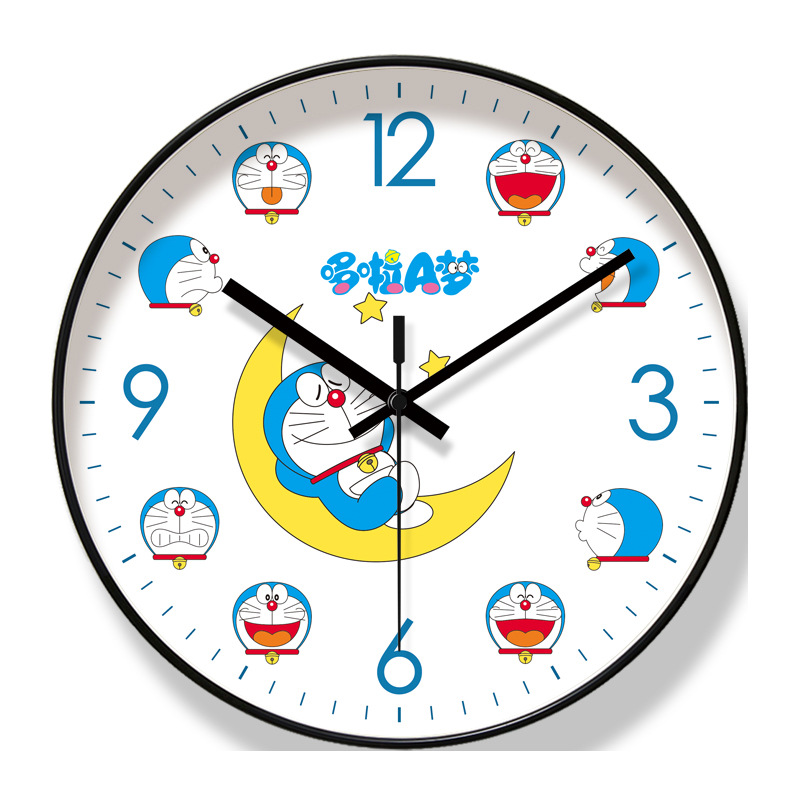 Picture of Ipura 6821 Children's Cute Fresh Wall Clock Living Room Clock Doraemon Early Education Clock Mute Seconds Sweeping Quartz Clock