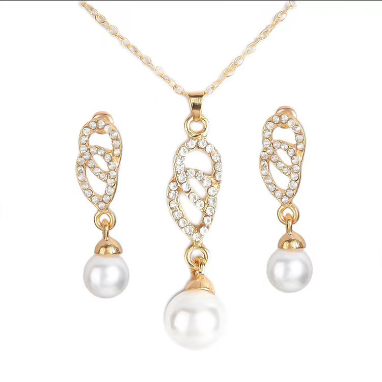Picture of Cross-border New Jewelry suit Women's Fashion All-match Rhinestone Zircon Necklace Earrings Ring Watch Accessories