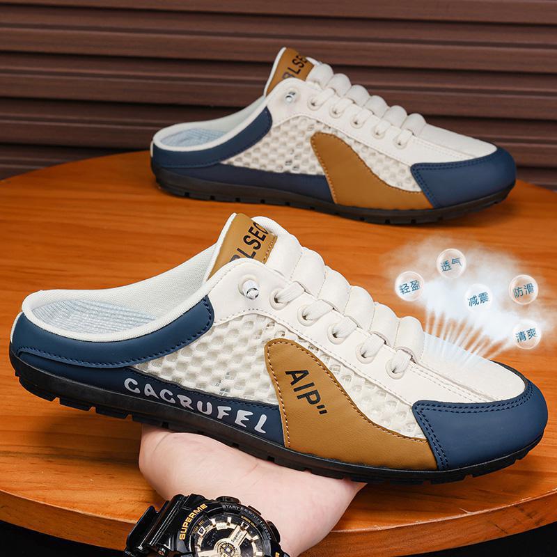 Lazy Shoes Men's Lace-Up Men's Shoes Summer New Half-Slippers Sneakers Men's Slip-On Men's Sports and Leisure Shoes