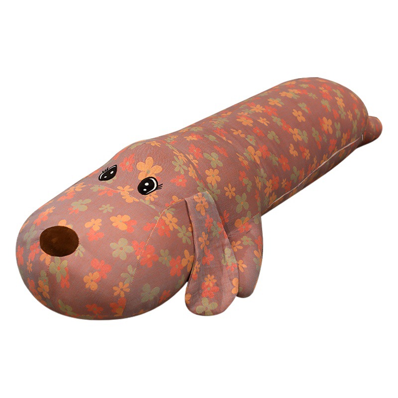 Removable and washable three-layer yarn printed cloth cartoon cute girl side sleeping cylindrical body long pillow animal pillow