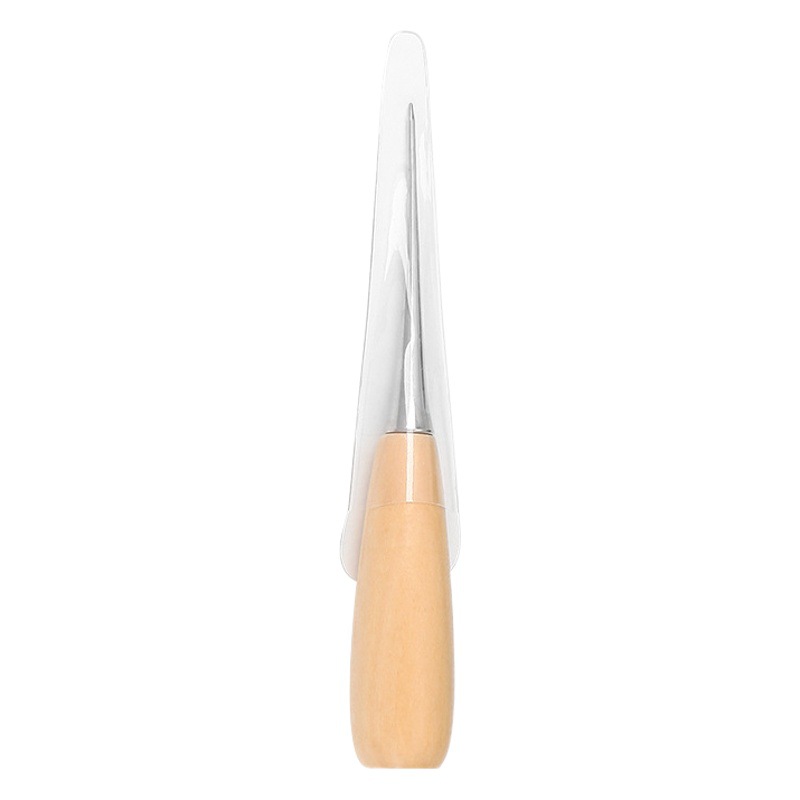 Handmade leather tool with sheath round hole solid wood handle awl straight hook awl leather diy tool awl wholesale
