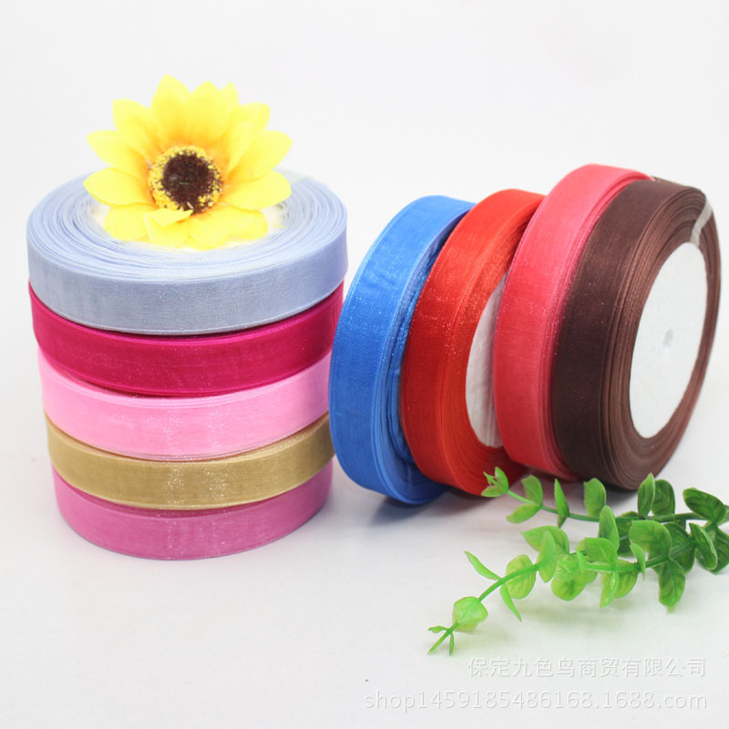Colorful handmade diy hair accessories clothing accessories ribbon transparent snow ribbon ribbon ribbon roll factory wholesale