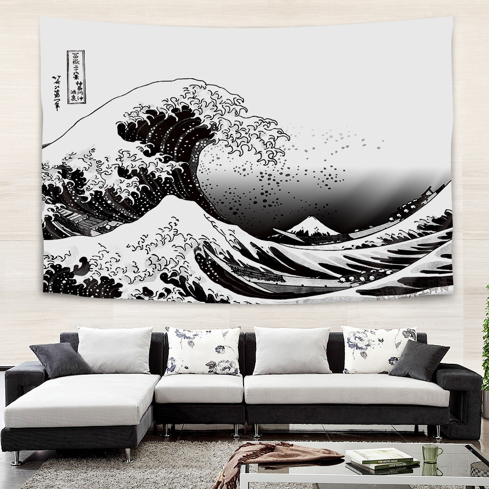 Picture of Internet Celebrity Background Cloth Ins Style Ukiyo-e Wall Cloth Tapestry Bedroom Room Decoration Background Wall Bedside Hanging Cloth