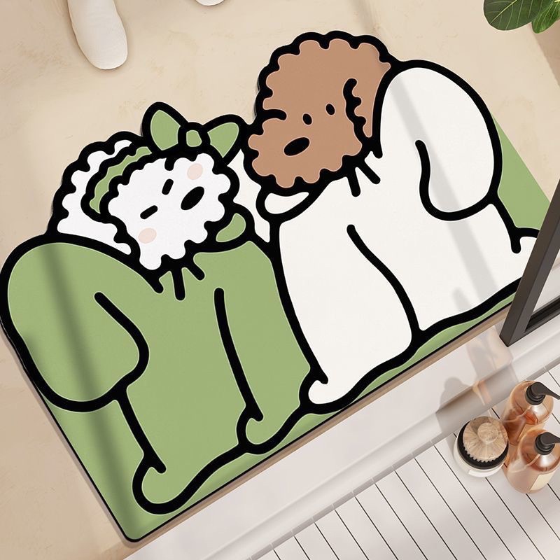 Cute cartoon bathroom floor mat absorbent quick-drying non-slip floor mat bathroom shower room diatom mud soft mat bathtub mat