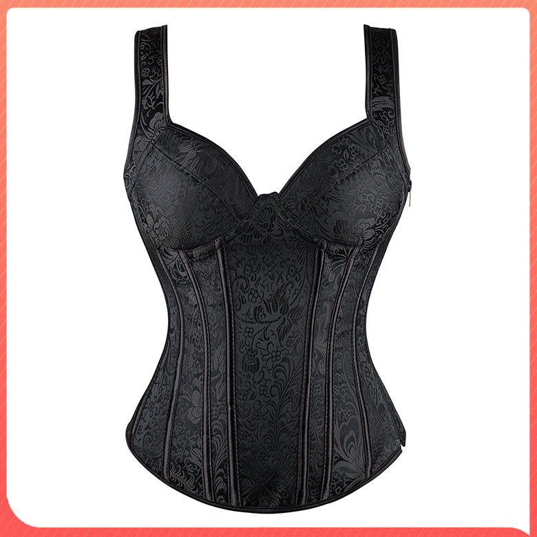 Foreign trade European and American corset top waist vest sling corset Fishbone elastic shoulder strap zipper court corset