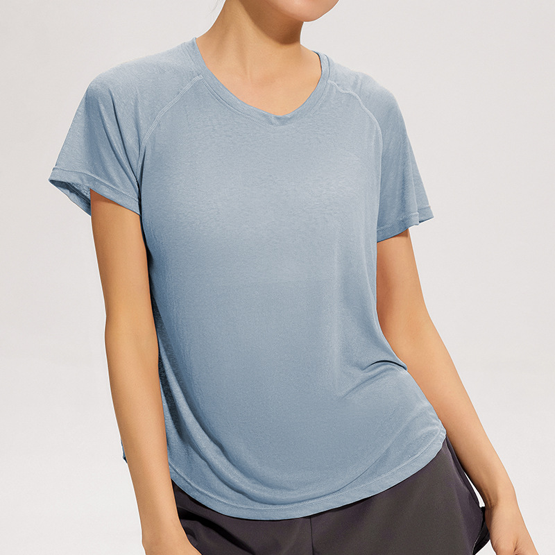 Picture of European and American Sports Short-sleeved Women's Yoga Top Gym Running Training Loose T-shirt Mesh Thin Fitness Clothes for Summer