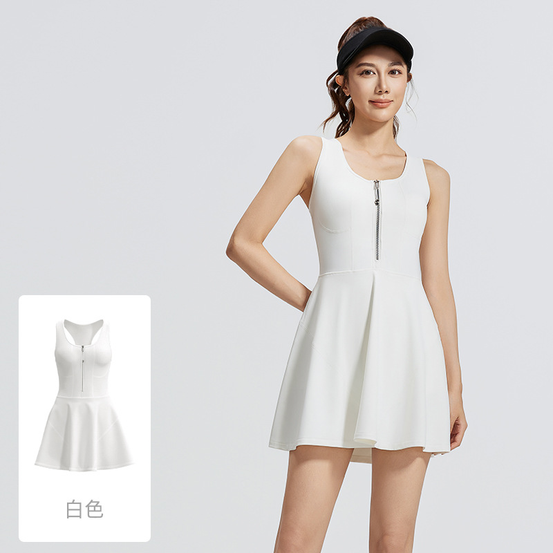 Picture of Juyitang Zipper One-Piece Dress for Women Anti-Exposure Bottoming Outdoor Running Fitness Sports Dress