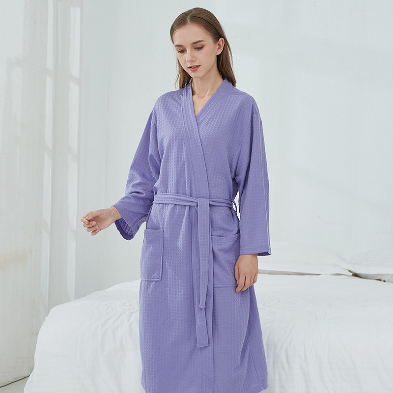 Picture of Cross-border Waffle Bathrobe Sauna Clothes Women's Thin Nightgown Long Couple's Home Clothes Hotel Bathrobe Men's Hair