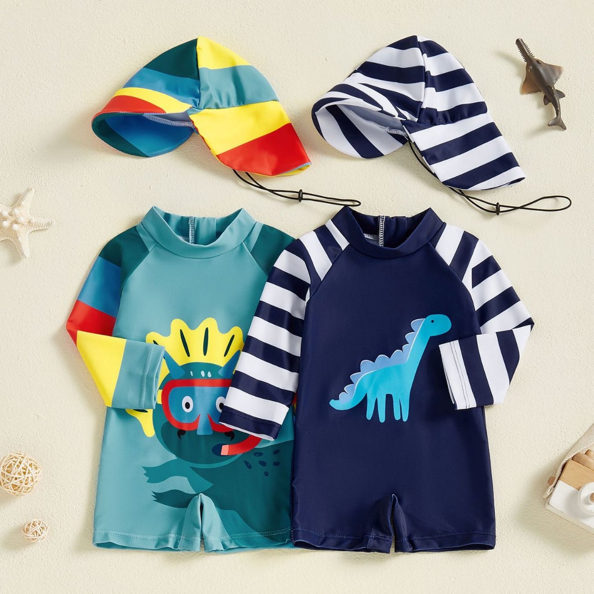 70-80-90-100-110-120-130 Hat Long Sleeve Children's Swimwear