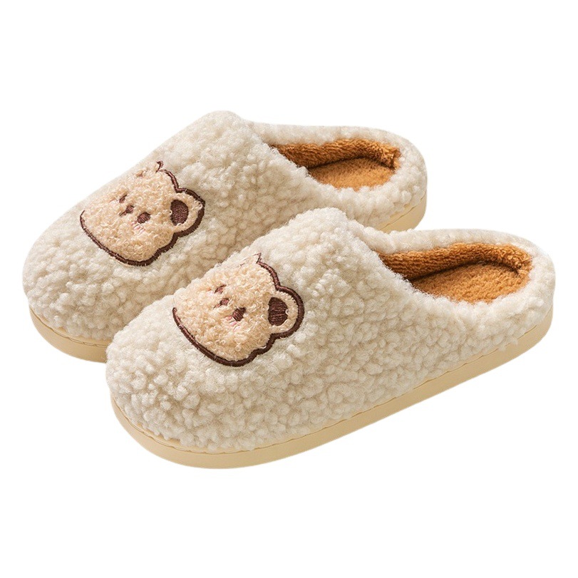 Lidani cotton slippers men's winter cute indoor fluffy shoes warm non-slip household fleece-lined slippers women's wholesale