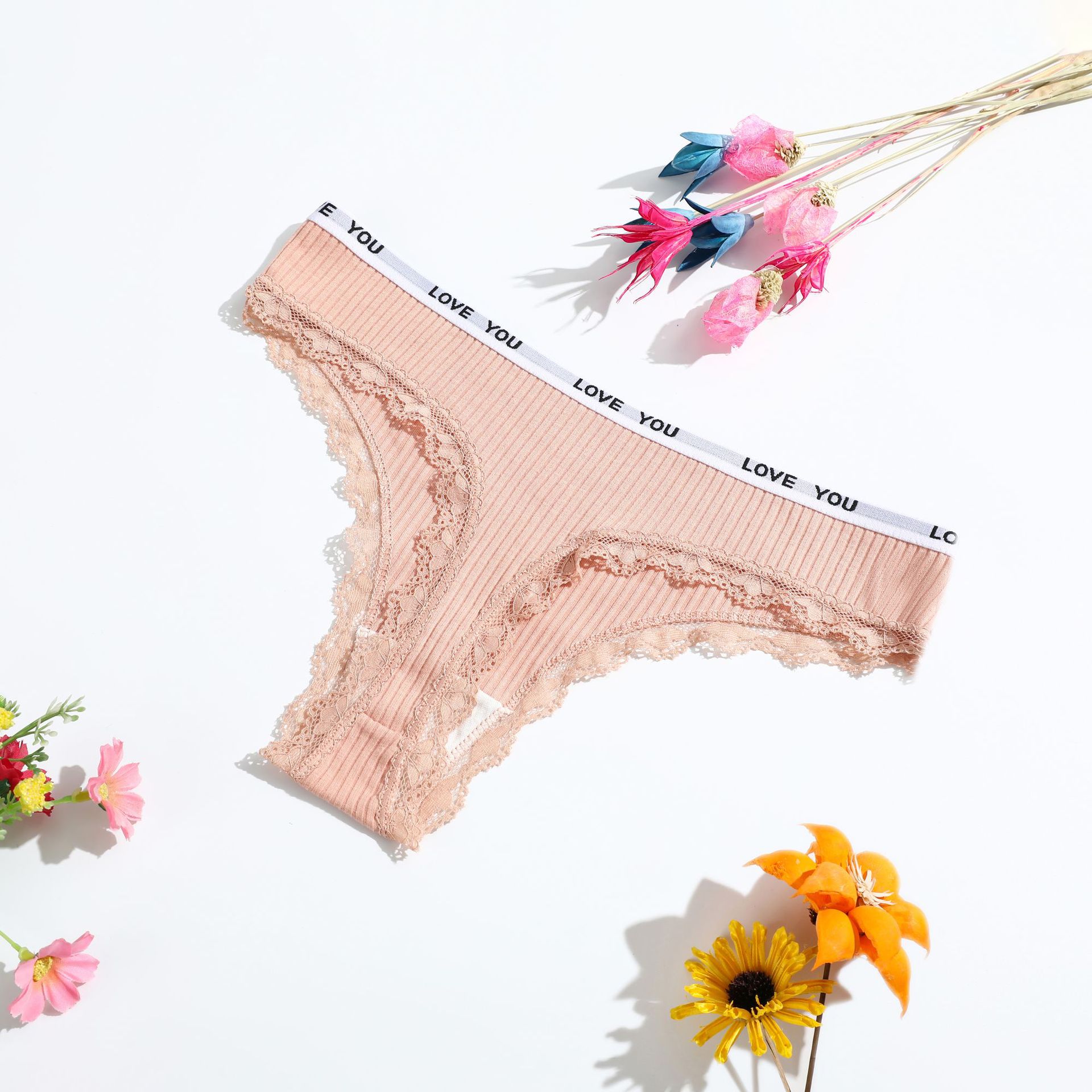 Picture of New ladies cotton thong low waist girls underwear European and American lace women's T-string pants manufacturers wholesale