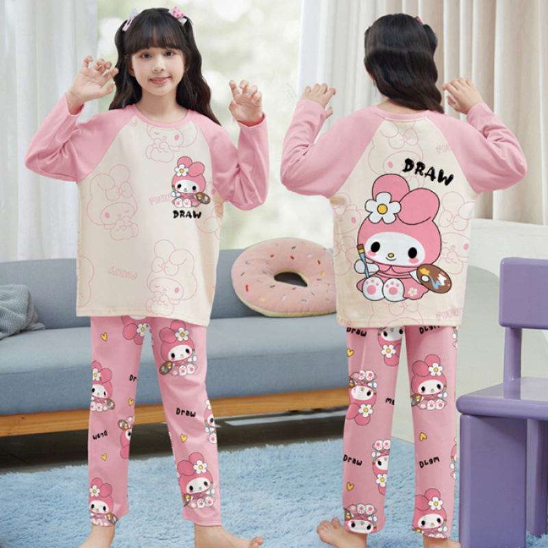Picture of 2025 Kids Ins Spring and Autumn Long Sleeve Children's Round Neck Imitation Cotton Pajamas for Boys and Girls suit Home Clothes