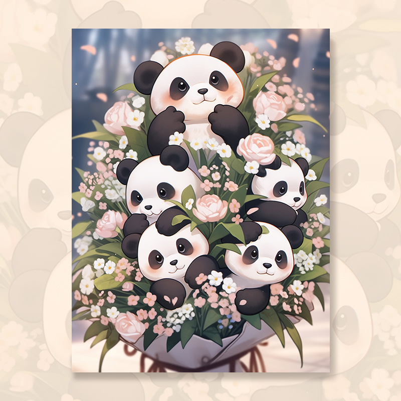 Picture of Cartoon bouquet digital oil painting diy oil painting handmade coloring paint painting filling hand painted decorative painting