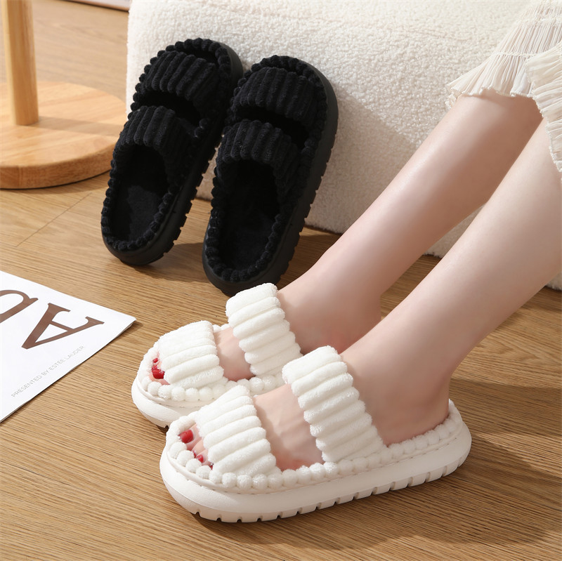 Cross-border New Corduroy Cotton Slippers Women's Household Wholesale Spring and Autumn Home Warm Indoor EVA Thick Bottom Cotton Slippers