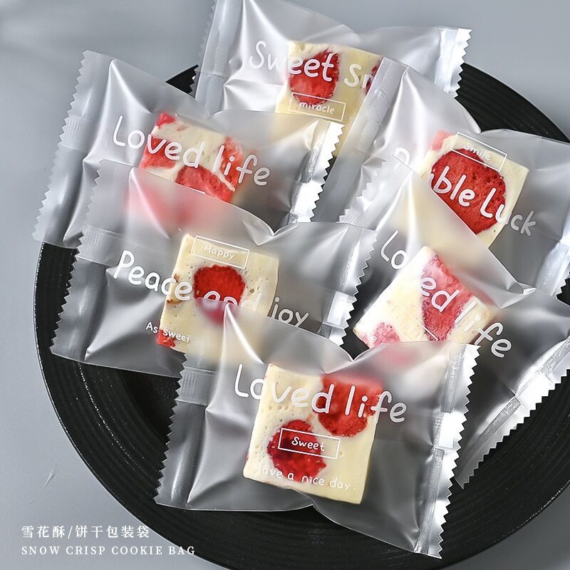 ins style transparent frosted snowflake crisp packaging bag cranberry cookie milk jujube bag baking small biscuit machine sealing bag