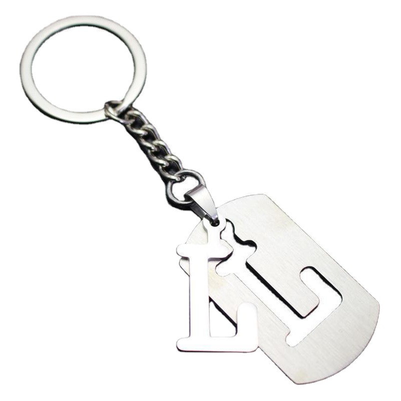Stall supply 26 letters stainless steel tag car key chain key ring couple small gift pendant stall