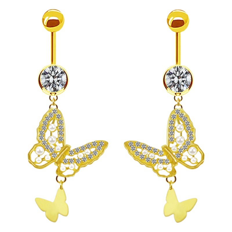 Gaibei European and American cross-border fashion trend one arrow through the heart navel ring sweet flower navel ring piercing jewelry navel nail