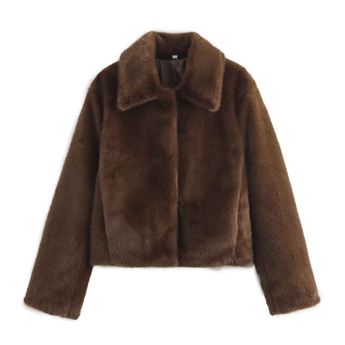 Europe and the United States foreign trade wholesale 2024 autumn and winter new women's brown lapel short fur effect coat women