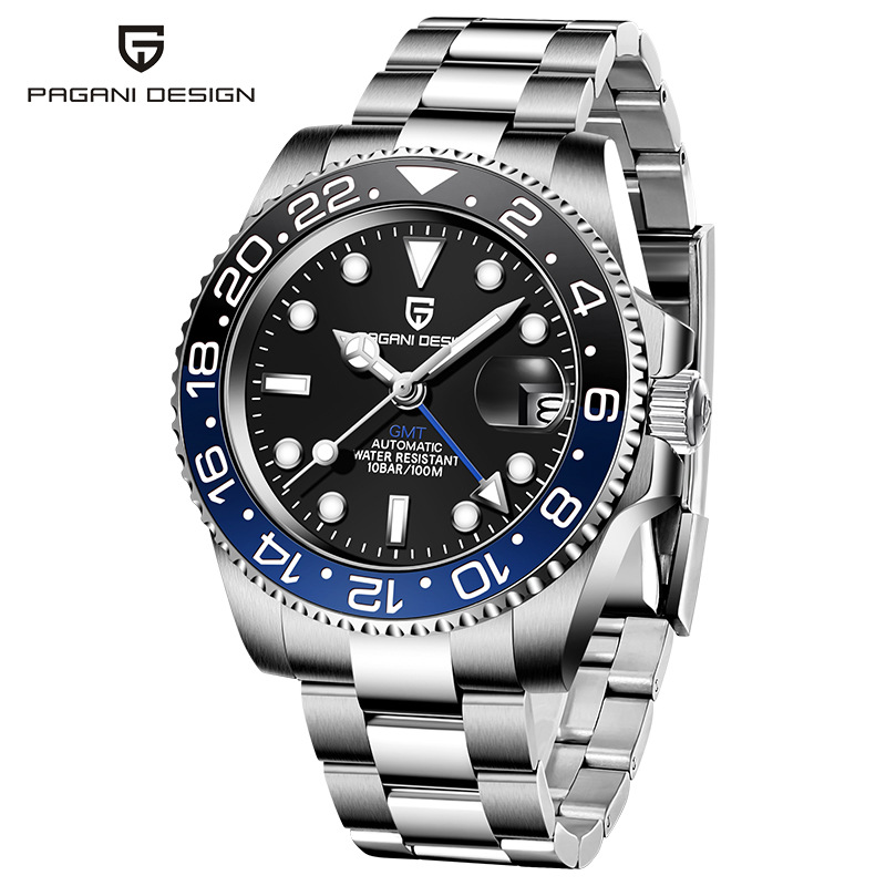 Picture of PAGANI bojiani fashion Men's automatic mechanical watch GMT two hour clock luminous calendar watch 1662