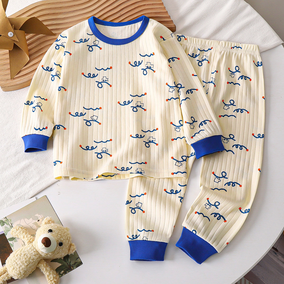 Picture of Children's Cotton Underwear Set, New Autumn Style, Baby Boys' Loungewear, Girls' Pajamas, Autumn Clothes and Pants, Children's Clothing