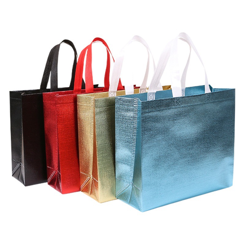 High-grade coated laser non-woven tote bag fur shopping bag down jacket coat gift clothing bag wholesale