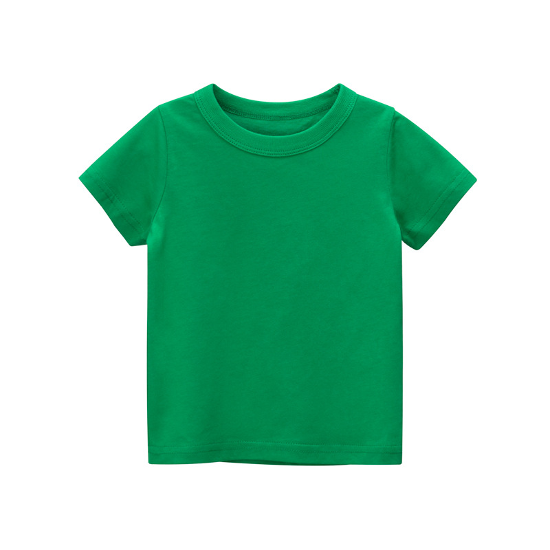 Picture of 27Kids Kidsren's Clothing Summer 2025 Kidsren's Short-Sleeved T-Shirt Advertising Shirt Korean Style Pure Color Unpatterned Kidsren's Clothing