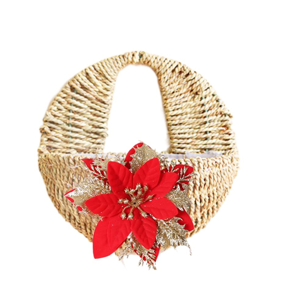 Christmas Decorations 14CM Glitter Hollow Christmas Flowers Christmas Decorations Double Glitter Christmas Simulation Flowers