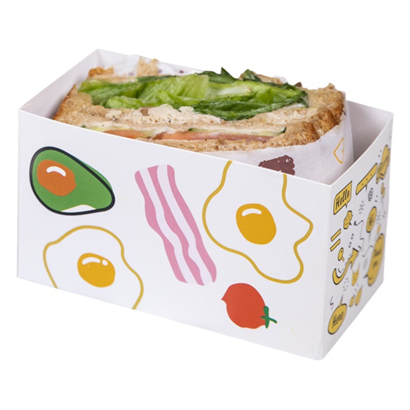Internet Celebrity Ins Style Sandwich Packing Box Korean Style Rice Bunch Thick Egg Burning Packing Paper Box Disposable Hamburger Lunch Box