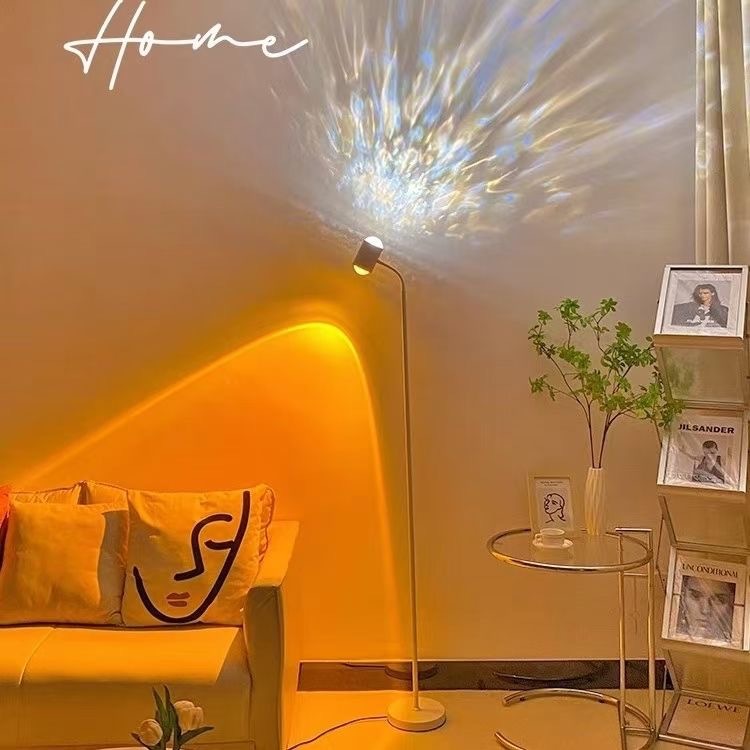 Sunset Water Ripple Floor Lamp Anti-glare Non-stroboscopic Internet Red Double-headed Sunset Atmosphere Lamp Live Background Decorative Table Lamp