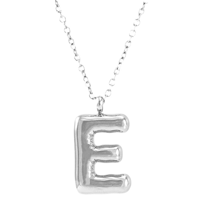 Stainless steel bubble letter necklace female cross-border European and American titanium steel chubby letter pendant clavicle chain jewelry wholesale