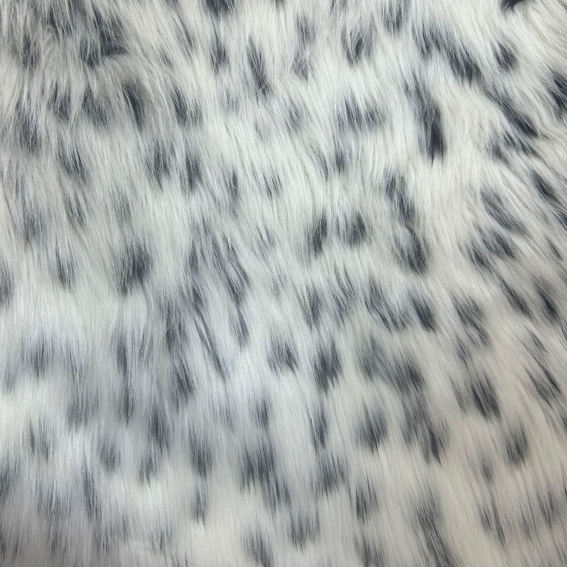 Bobcat Pattern Fox Fur Black and White Dot Leopard Print Jacquard Fox Fur Jacquard Leopard Dot Clothing Coat Plush Fabric