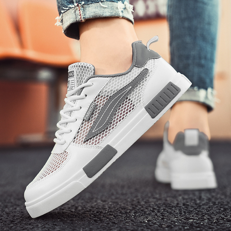 Men's Shoes Summer Youth Breathable Thin Anti-Odor Mesh Casual Sneakers Men's Hollow Mesh Mesh Shoes Sports Trendy Shoes