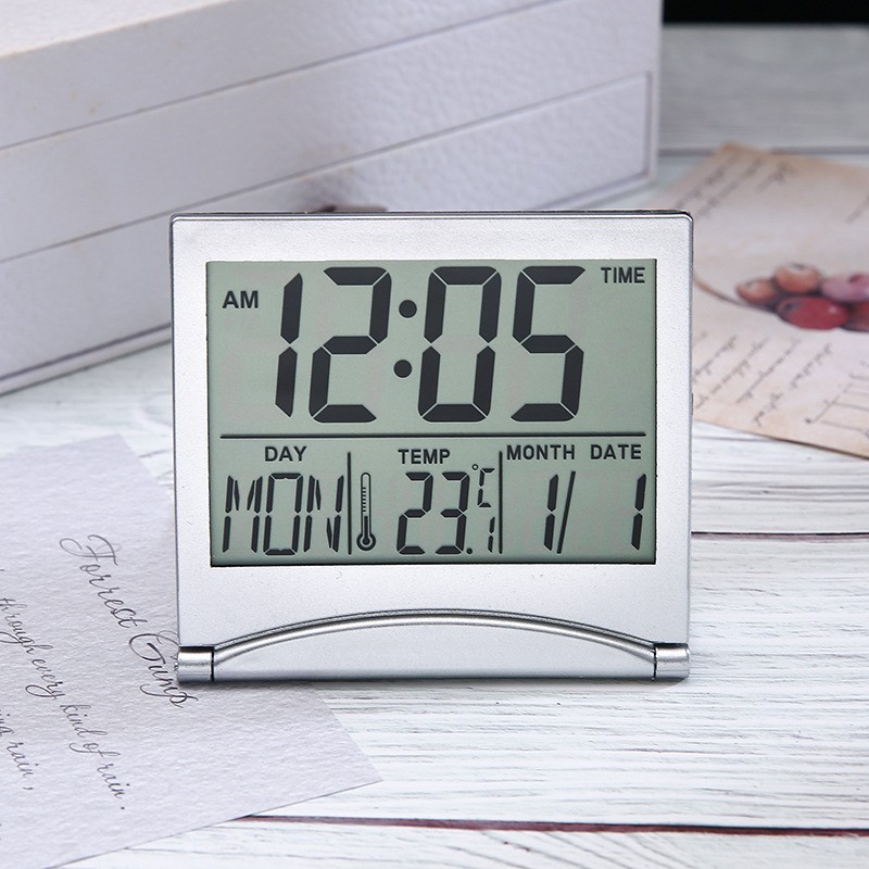 Electronic clock calendar travel clock folding travel alarm clock with flip folding electronic clock with Countdown