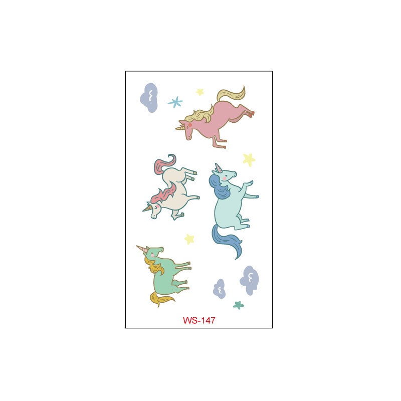 Picture of Unicorn Tattoo Sticker Original Children's Cute Cartoon Doll Birthday Rainbow Little Pegasus Waterproof Temporary Sticker