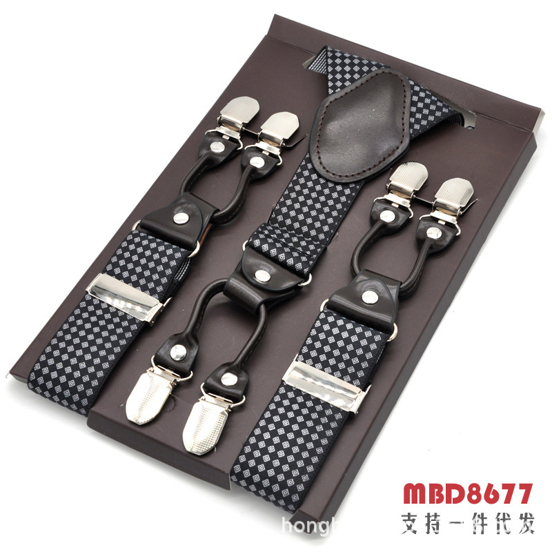 Picture of Cross-Border Supply Men's Suspenders Six-Clip Suspenders Elastic Adjustable Fat People Suspenders Men and Women Suspenders