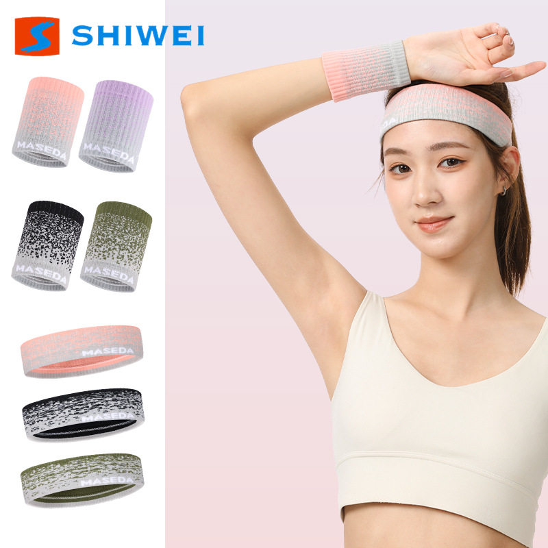 Hosiery Machine Wrist Guard Headband Widened Hair Band suit Sports Sweat-absorbent Basketball Headband Wrist Band Cross-border Hair