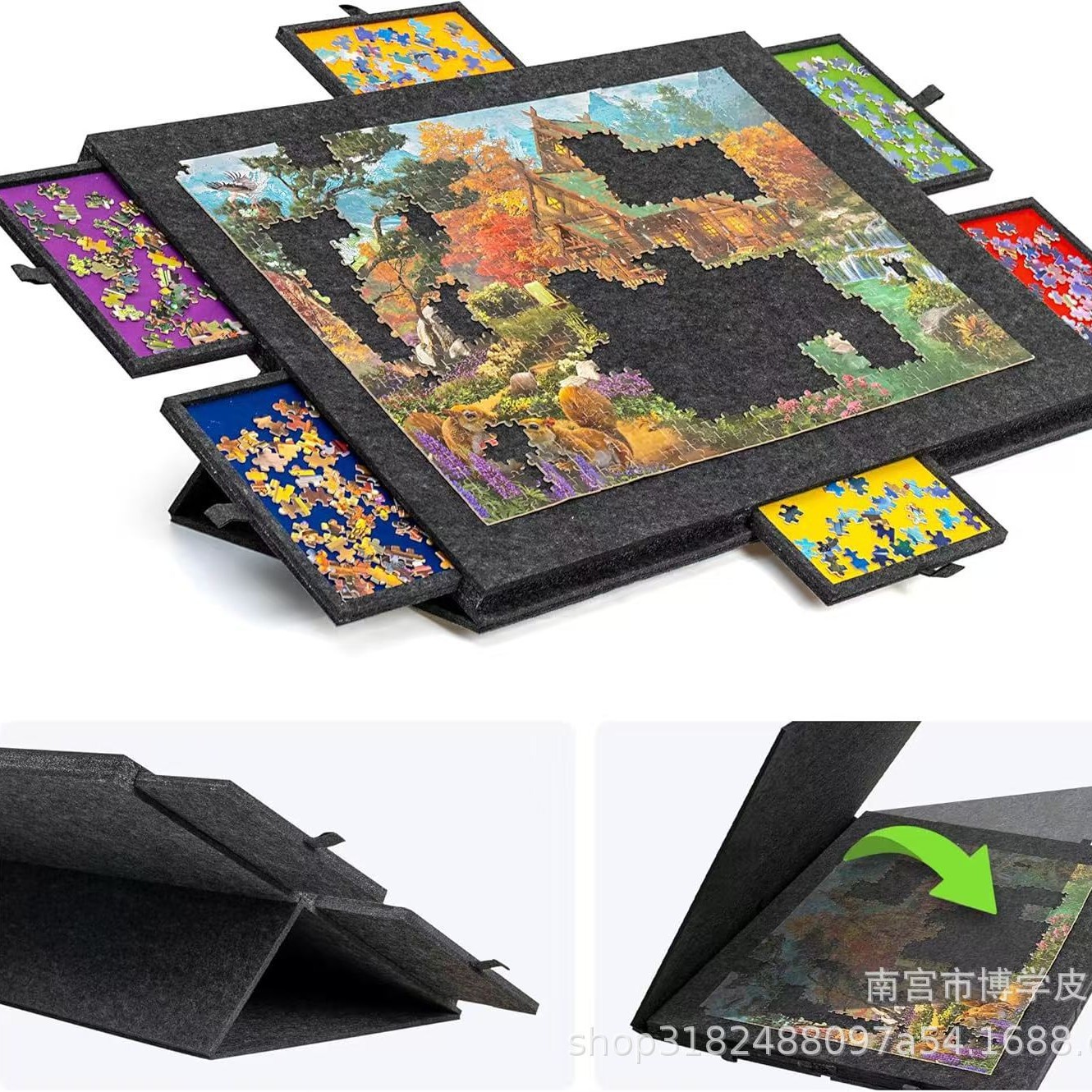 Cross-border Jigsaw Table with Stand 6 Drawers Convenient Children's Jigsaw Classification Board Jigsaw Table Jigsaw Board