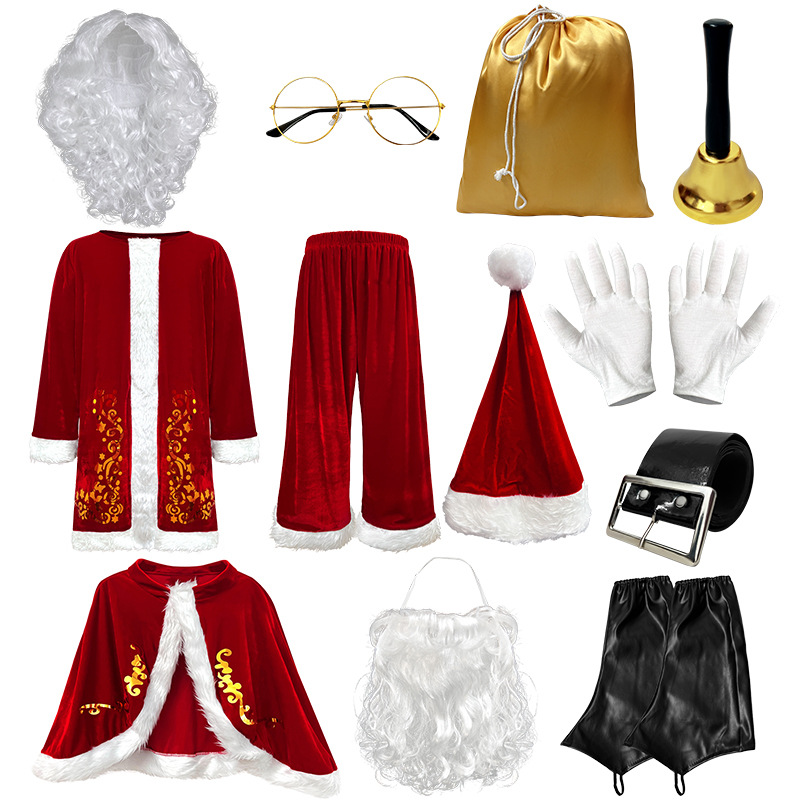 Picture of European and American Cross-Border Christmas Clothing Long-Sleeved Women's Christmas Skirt Thickeneded Santa Claus with Shawl Christmas Queen Clothing